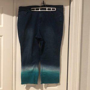 NEW Susan Graver Crop tie dye Jeans 20WP
